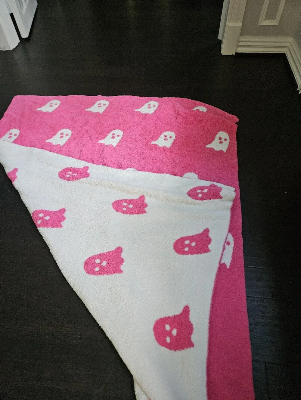 Cupcakes And Cashmere Halloween Pink Ghost Plush Throw Blanket